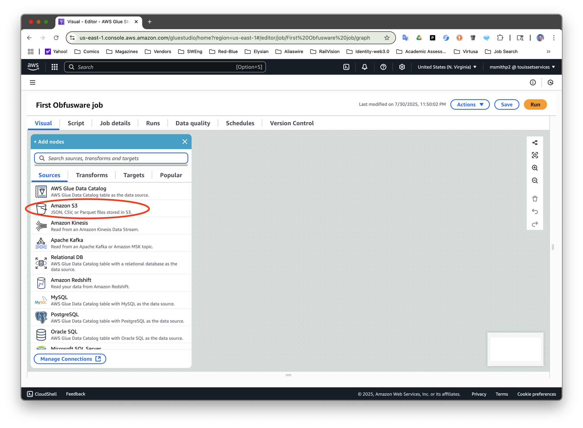 Select Amazon S3 source